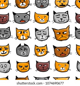 Cat faces, seamless pattern for your design