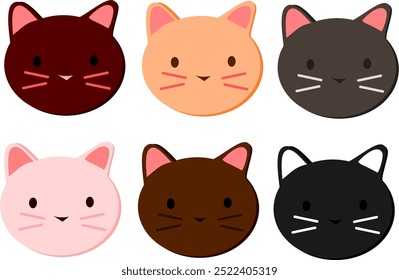 cat faces set. vector graphics