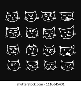 Cat faces, sketch for your design. Vector illustration