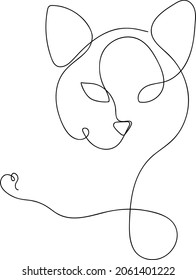 Cat face.Vector Illustration.One Line Zeichenkunst.