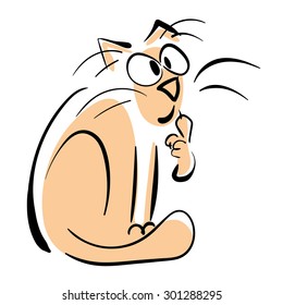 Cat with facial expression. Vector illustration.