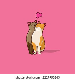 cat falling in love. simple and cute design, combined with cheerful colors. suitable for logo, tshirt, sticker etc