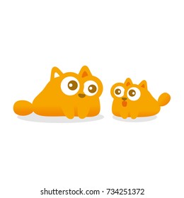 Cat family facing each other / Cat family character