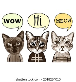 cat family watercolor quotes unisex art wo art one design vector illustration for use in design and print poster canvas