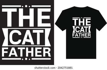 Plantilla de diseño de camisetas del padre del gato. 