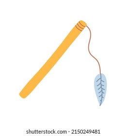 Cat feather toy in cartoon flat style isolated on white. Vector illustration of kitten accessory