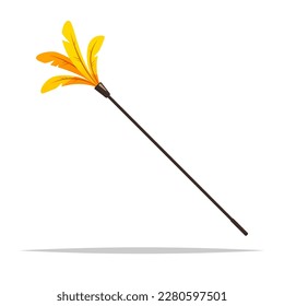 Cat feather wand toy vector isolated illustration