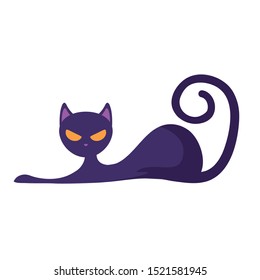 cat feline animal of halloween vector illustration design