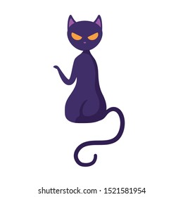 cat feline animal of halloween vector illustration design