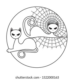 cat feline animal of halloween vector illustration