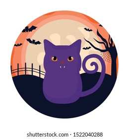 cat feline animal of halloween vector illustration