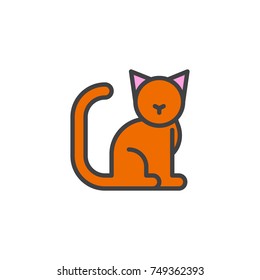 Cat filled outline icon, line vector sign, linear colorful pictogram isolated on white. Symbol, logo illustration. Pixel perfect vector graphics