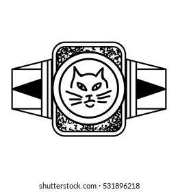 Cat finger ring black and white