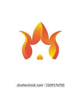 Cat and fire combined logo concept. Suitable for pet shop, brand, product, app, business, company, and organization logo. Unique vector logo design.