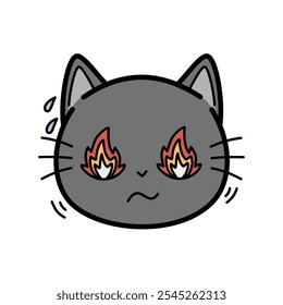 Gato com olhos de fogo Sobre fundo branco