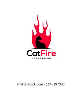 Cat Fire Logo Design