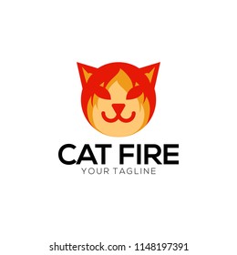 Cat Fire Logo Design