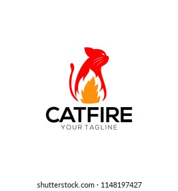Cat Fire Logo Design