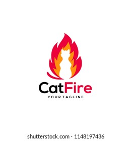 Cat Fire Logo Design