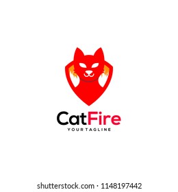 Cat Fire Logo Design
