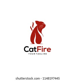 Cat Fire Logo Design