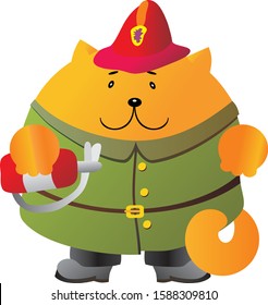 cat fireman in a helmet