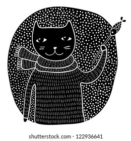 cat with fish