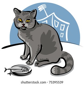 cat and fish