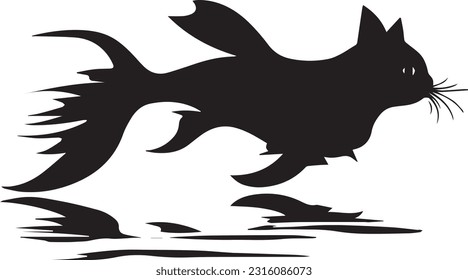 Cat fish animal silhuette images