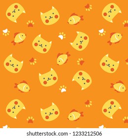 Cat and Fish Colorful Pattern