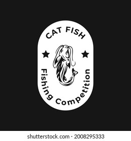 Cat Fish Fishing Competition Logo. A Fresh and unique Cat Fish jumping out of the water. Great to use as your saltwater fishing activity.