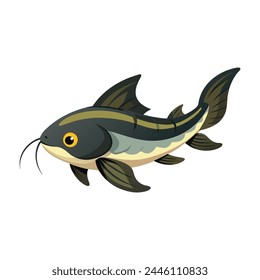 Cat fish isolated flat vector illustration on white background.