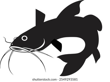 Estilo de vetor Silhueta de peixe gato com fundo branco 