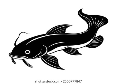 Cat fish silhouette art design