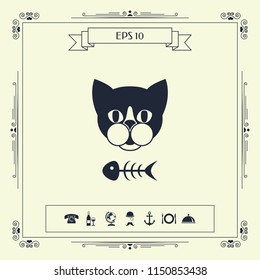 Cat with fish skeleton