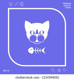 Cat with fish skeleton. Graphic elements for your design
