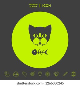 Cat with fish skeleton. Graphic elements for your design