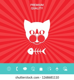 Cat with fish skeleton. Graphic elements for your design