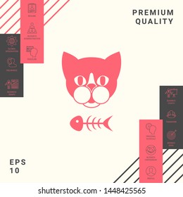 Cat with fish skeleton. Graphic elements for your design
