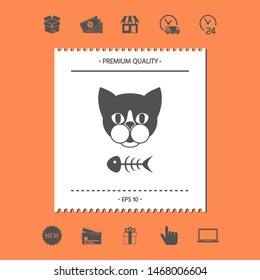 Cat with fish skeleton. Graphic elements for your design