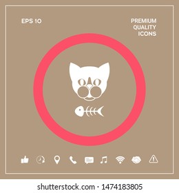 Cat with fish skeleton. Graphic elements for your design