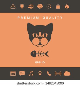Cat with fish skeleton. Graphic elements for your design