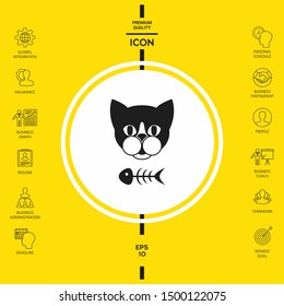 Cat with fish skeleton. Graphic elements for your design