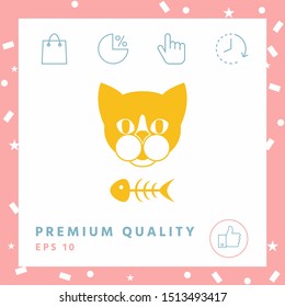 Cat with fish skeleton. Graphic elements for your design