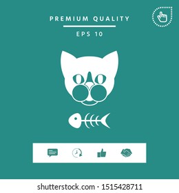 Cat with fish skeleton. Graphic elements for your design