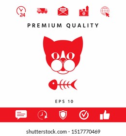 Cat with fish skeleton. Graphic elements for your design