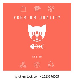 Cat with fish skeleton. Graphic elements for your design