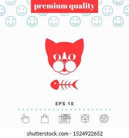 Cat with fish skeleton. Graphic elements for your design