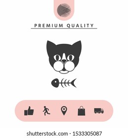 Cat with fish skeleton. Graphic elements for your design