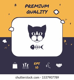 Cat with fish skeleton. Graphic elements for your design
